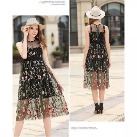 BOUTIQUE Black Floral Embroidered Dress - Picture 3 of 5